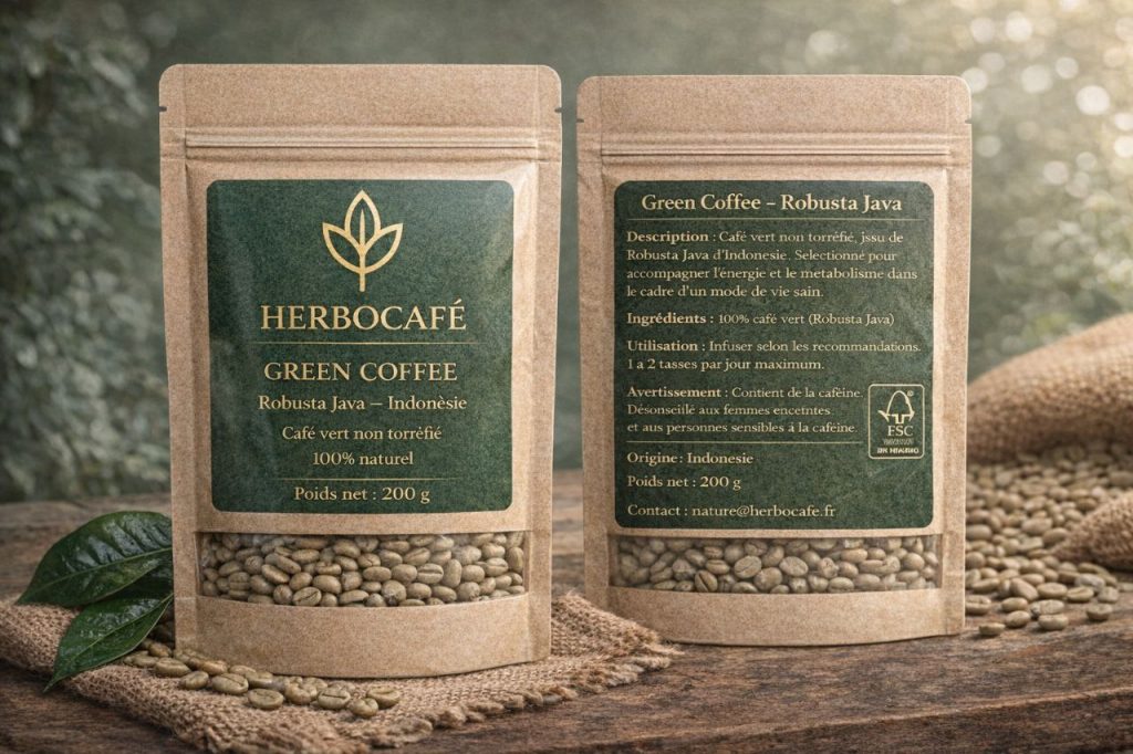 Green Coffee Robusta Java – Café vert naturel non torréfié | HerboCafé – 200 g