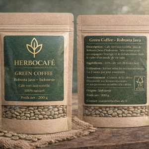 Green Coffee Robusta Java – Café vert naturel non torréfié | HerboCafé – 200 g